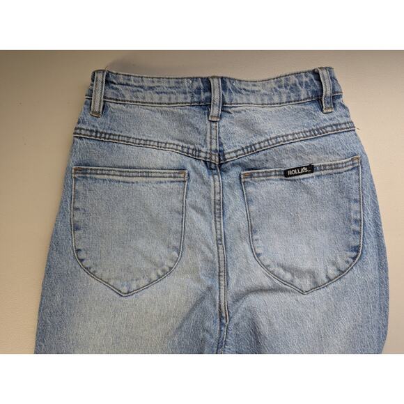 Rollas High Rise Slim Dusters Denim Jeans Womens 26 Light Wash Retro Classic - Picture 3 of 9